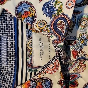 Mens Denim & Flower Casual Button Down Size Small Paisley